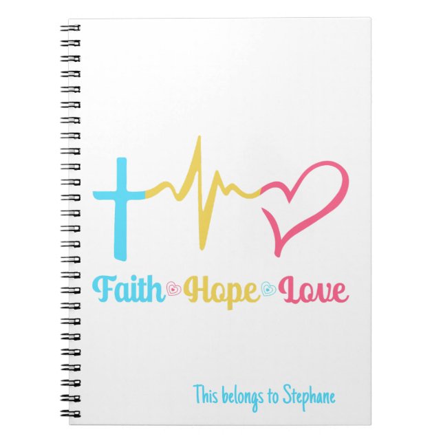 Faith Hope Love Hearts   Notebook (Front)