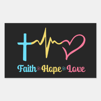 Faith Hope Love Hearts      Rectangular Sticker