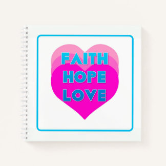 Faith Hope Love Hearts Spiral Notebook