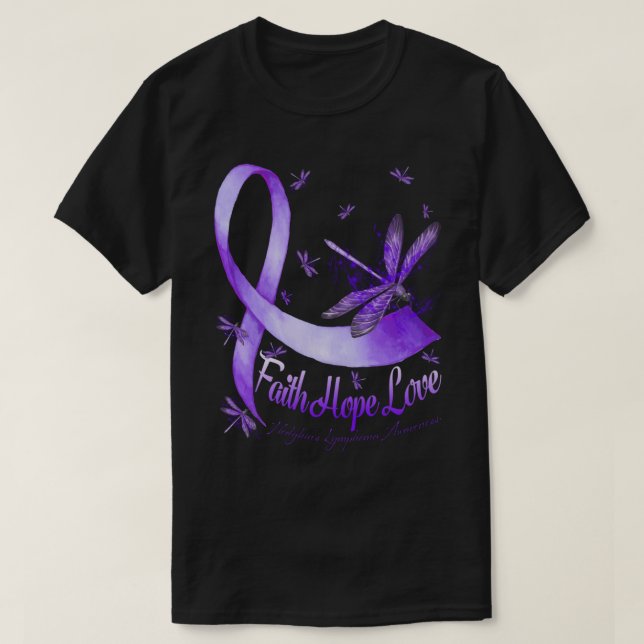 Faith Hope Love Hodgkin's Lymphoma Awareness Drago T-Shirt (Design Front)