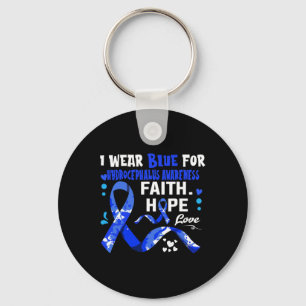Faith Hope Love I Wear Blue For Hydrocephalus Awar Key Ring