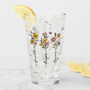 "Faith-Hope-Love" Inspiring Floral Design Glass