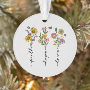 "Faith-Hope-Love" Inspiring Floral Design Ornament