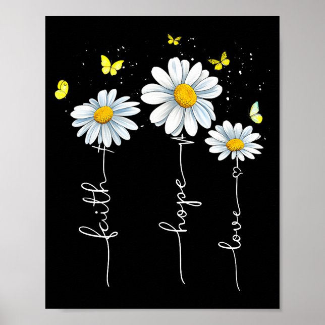 Faith Hope Love Jesus Christian Cross God Faith Fl Poster (Front)