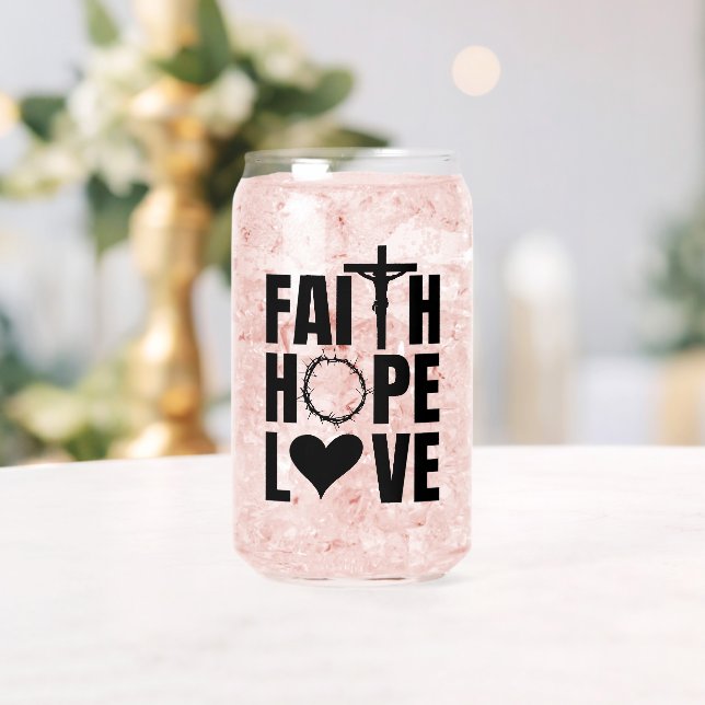 Faith Hope Love Jesus Christian Religion Can Glass (Insitu (Wedding))