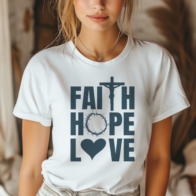 Faith Hope Love Jesus Christian Religion T-Shirt (Embrace faith stylishly with our beautifully designed tee, expressing your beliefs with elegance.)