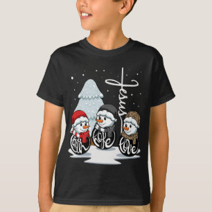 Faith Hope Love Jesus Christmas Pajama Snowman Chr T-Shirt