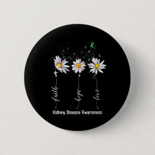 Faith Hope Love Kidney Disease Awareness Flower Gi 6 Cm Round Badge