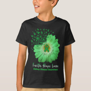 Faith Hope Love Kidney Disease Awareness Green Rib T-Shirt