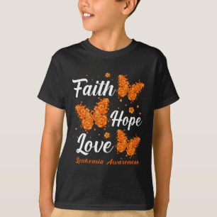Faith Hope Love Leukaemia Awareness Butterfly  T-Shirt