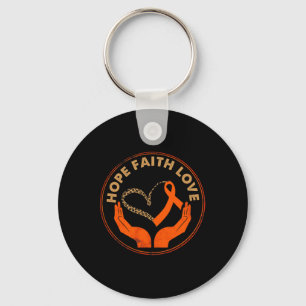 Faith Hope Love Leukaemia Awareness Heart Orange R Key Ring