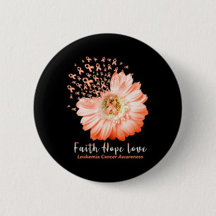 Faith Hope Love Leukaemia Awareness Orange Ribbon 6 Cm Round Badge