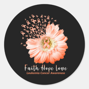 Faith Hope Love Leukaemia Awareness Orange Ribbon  Classic Round Sticker