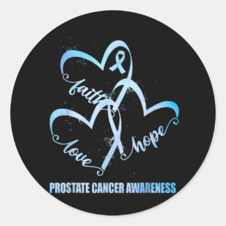 Faith Hope Love Light Blue Ribbon Prostate Cancer Classic Round Sticker