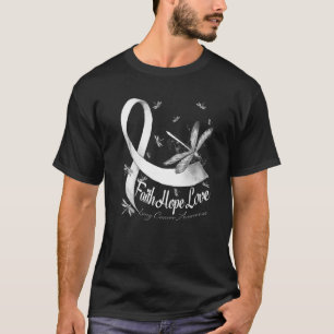 Faith Hope Love Lung Cancer Awareness Dragonfly T-Shirt