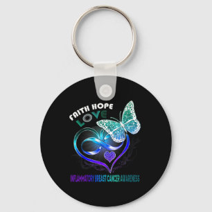 Faith Hope Love Male Breast Cancer Awareness Heart Key Ring