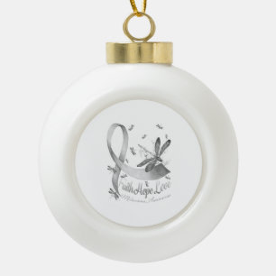Faith Hope Love Melanoma Awareness Dragonfly Ceramic Ball Christmas Ornament