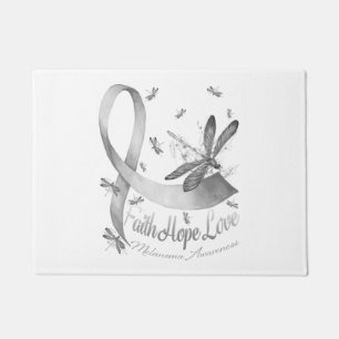 Faith Hope Love Melanoma Awareness Dragonfly Doormat
