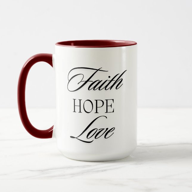 Faith, Hope Love Minimalist  Design  Mug (Left)