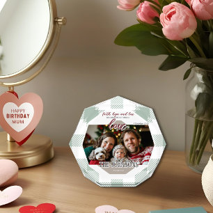 Faith Hope Love Modern Green Family Photo Block