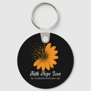 Faith Hope Love Orange Ribbon Blood Cancer Support Key Ring