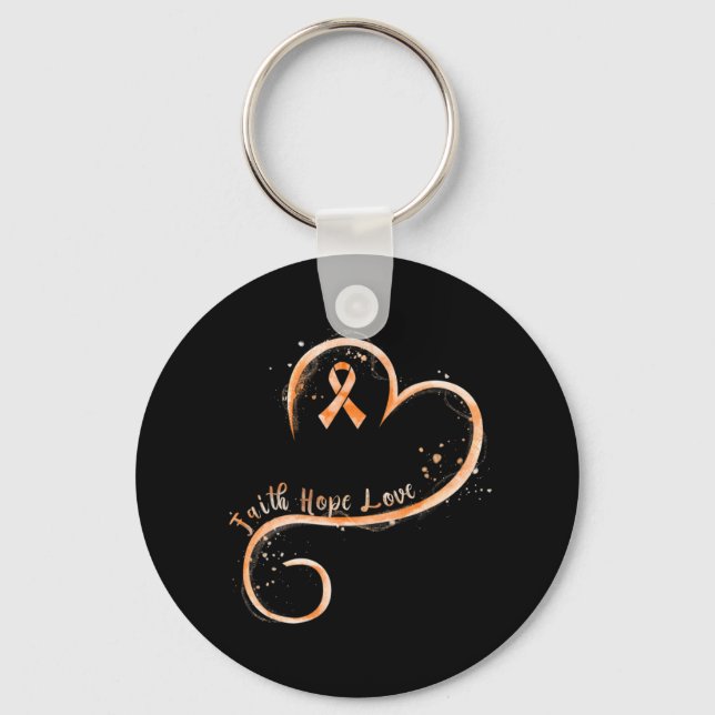 Faith Hope Love Orange Ribbon Leukaemia Awareness  Key Ring (Front)