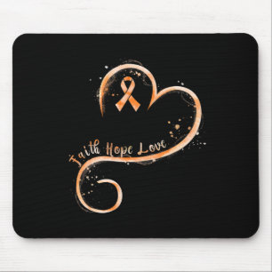 Faith Hope Love Orange Ribbon Leukaemia Awareness  Mouse Pad