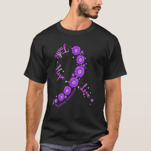 Faith Hope Love Overdose Awareness Ribbon Flower W T-Shirt