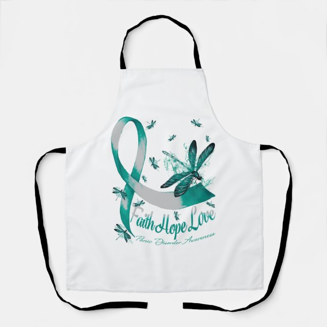 Faith Hope Love Panic Disorder Awareness Dragonfly Apron (Front)