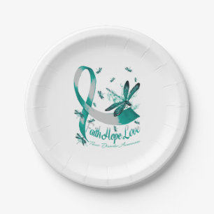 Faith Hope Love Panic Disorder Awareness Dragonfly Paper Plate