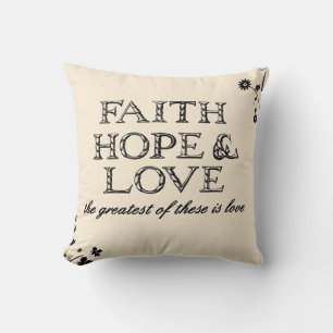 Faith, Hope & Love Parchment Cushion