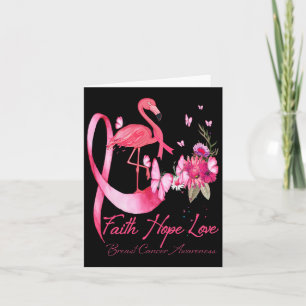 Faith Hope Love Pink Flamingo Ribbon Breast Cancer Card