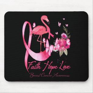 Faith Hope Love Pink Flamingo Ribbon Breast Cancer Mouse Pad