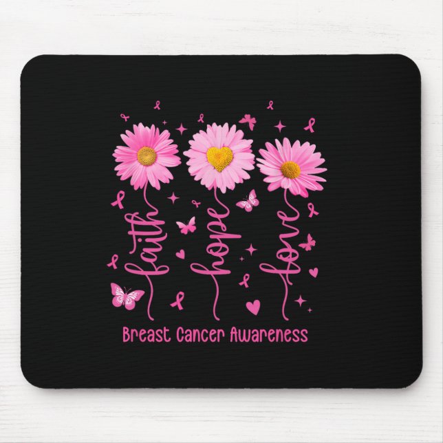 Faith Hope Love Pink Ribbon Breast Cancer Awarenes Mouse Pad (Front)