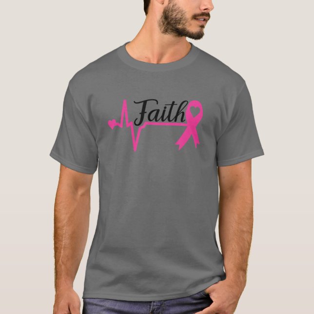 Faith Hope Love Pink Ribbon Breast Cancer Awarenes T-Shirt (Front)