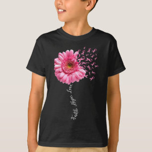 Faith Hope Love Pink Ribbon Daisy Flower Breast C T-Shirt