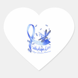Faith Hope Love Pompe Disease Awareness Dragonfly Heart Sticker