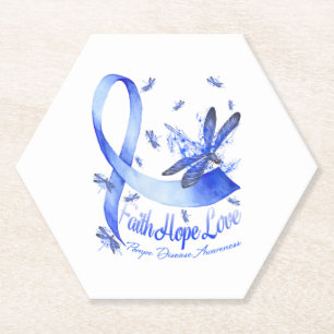 Faith Hope Love Pompe Disease Awareness Dragonfly Paper Coaster