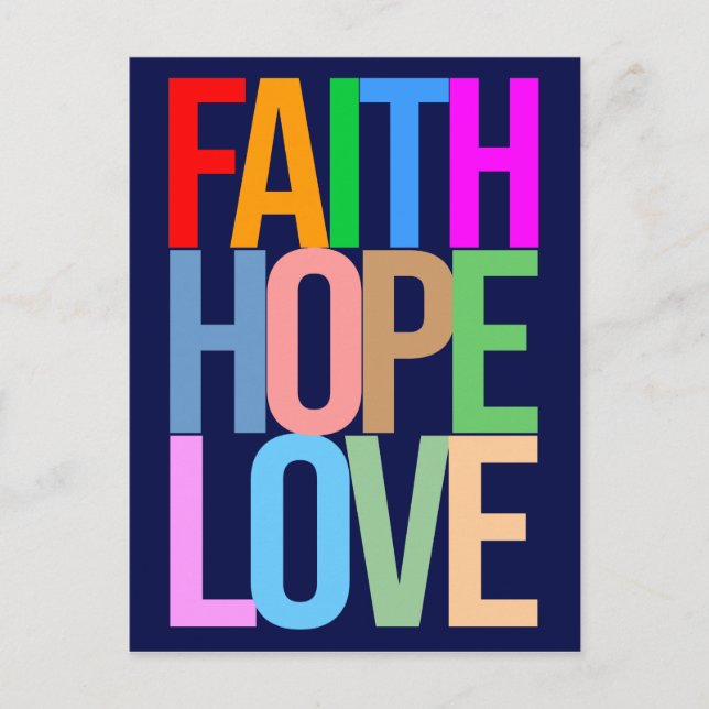 Faith Hope Love Positive colourful Postcard (Front)