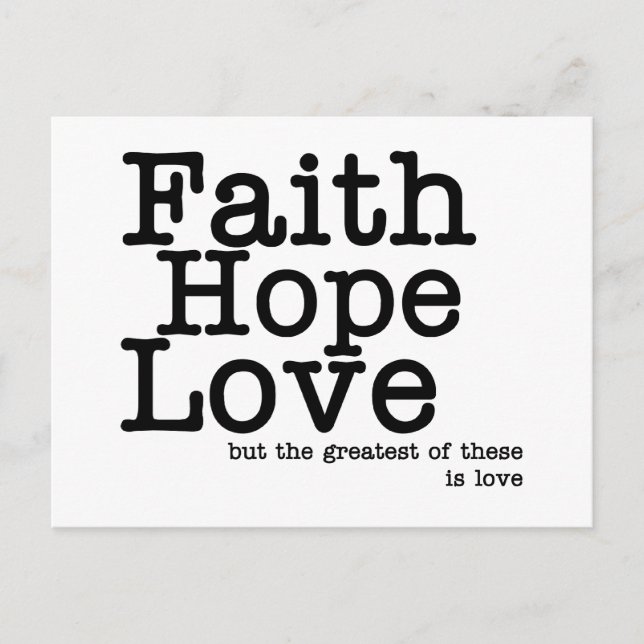 Faith Hope Love Postcard (Front)