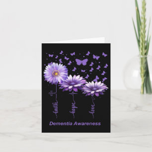 Faith Hope Love Purple Flower Ribbon Dementia Awar Card