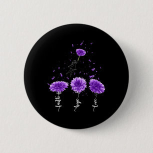 Faith Hope Love Purple Sunflower Fibromyalgia Awar 6 Cm Round Badge