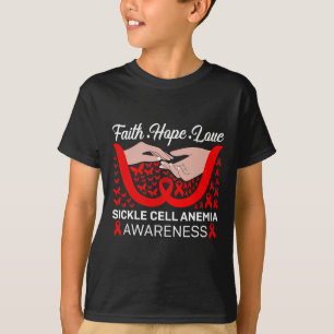 Faith Hope Love Red Butterfly Sickle Cell Anaemia T-Shirt