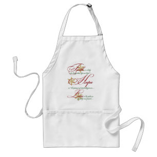 Faith, Hope, Love Red Green Gold Christmas Apron