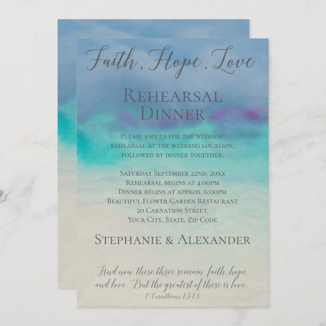 Faith Hope Love Rehearsal Dinner Invitation (Front/Back)