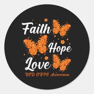 Faith Hope Love RSD CRPS Awareness Butterfly Classic Round Sticker