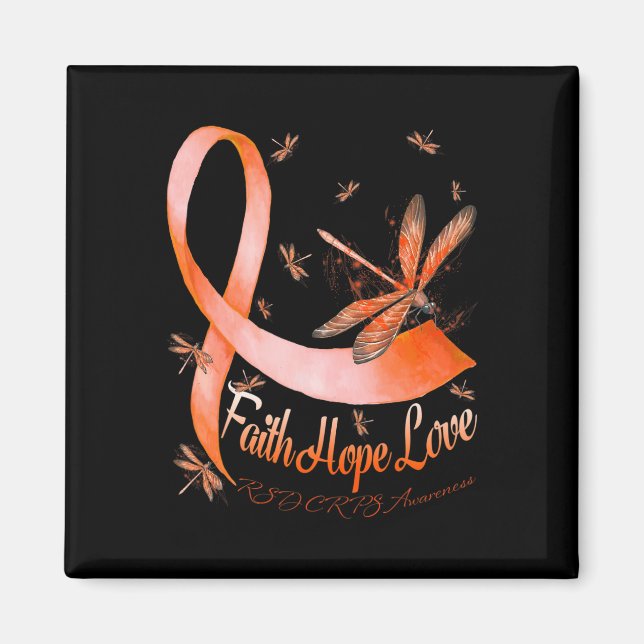Faith Hope Love RSD CRPS Awareness Dragonfly  Magnet (Front)