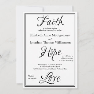 Faith Hope Love Script Wedding Invitation