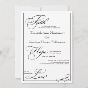 Faith Hope Love Script Wedding Invitation