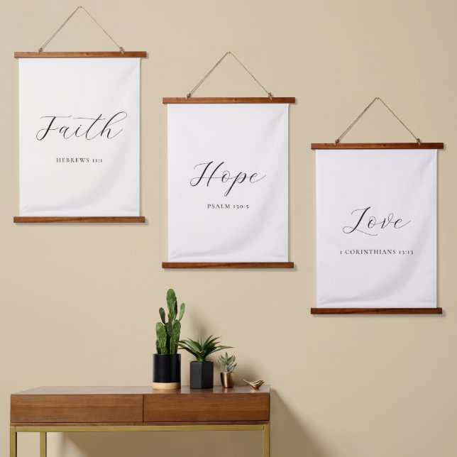 Faith Hope Love Set of 3 Wall Art Tapestry (Asymmetrical)